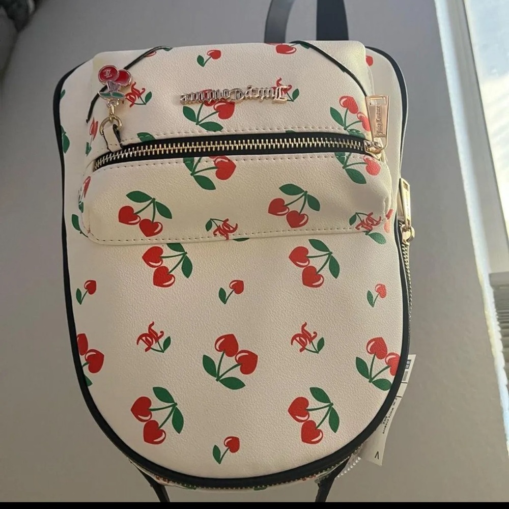 Juicy Couture White Backpack with Cherry Print